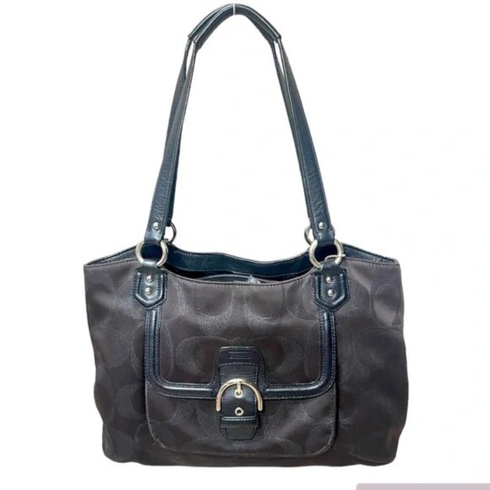 Like New Coach Campbell Black Metallic Shoulder Bag Purse